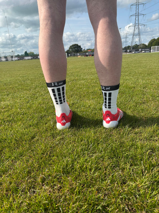 Reset White + Black Grip Socks
