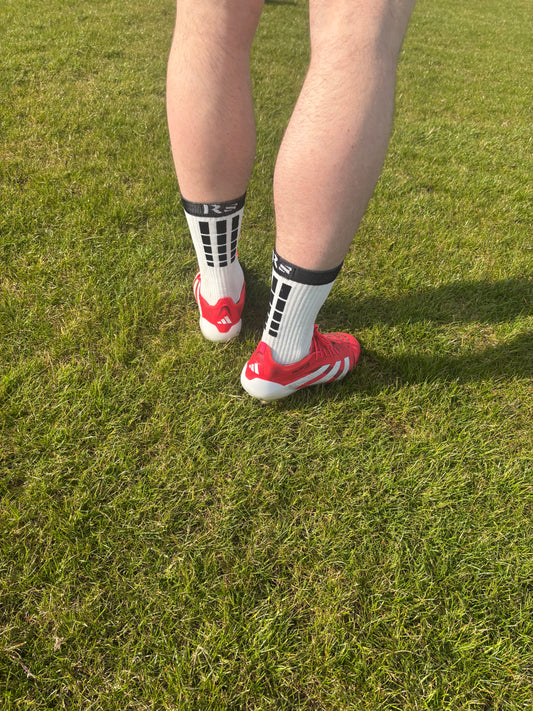 Reset White + Black Grip Socks